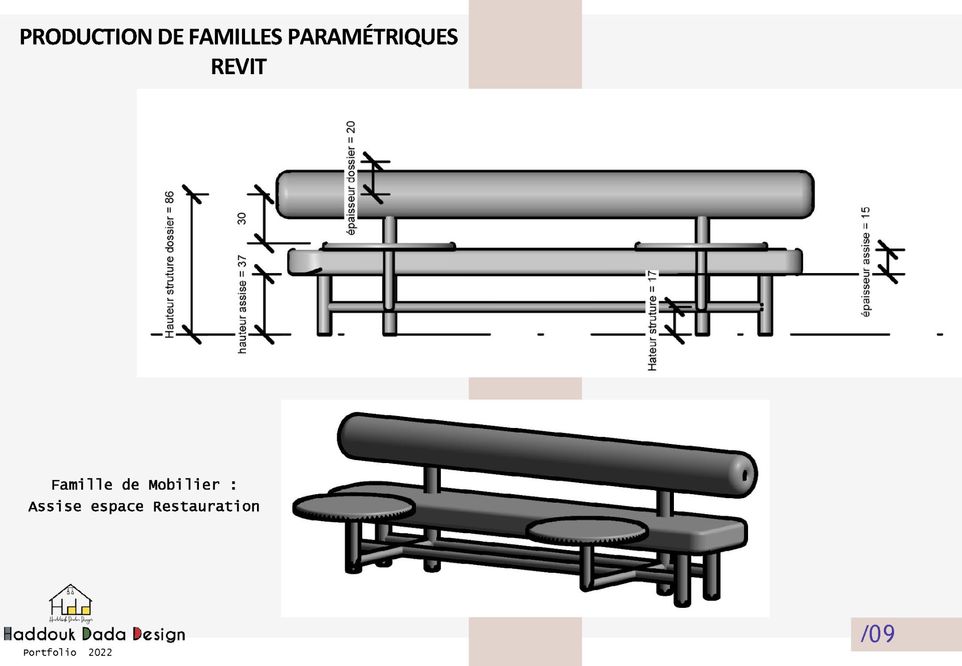 Délifrance — Famille paramétrique Revit (assise)